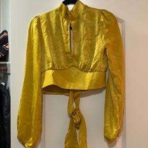 Mustard silky crop top